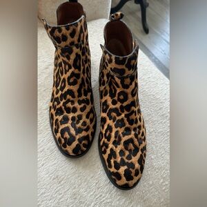 FRANCO SARTO BERNIE 2 CAMEL HAIR WOMENS SIZE 9 ANKLE BOOTS LEOPARD